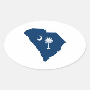 South Carolina in Blue and White Oval Sticker
