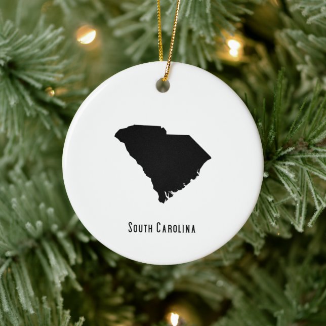 South Carolina map - Black and White Map Ceramic Tree Decoration (Tree)