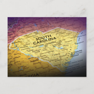 South Carolina Map Travel Postcard