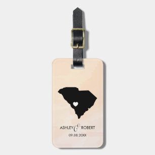 South Carolina Map Wedding Luggage Tag, Gift Luggage Tag