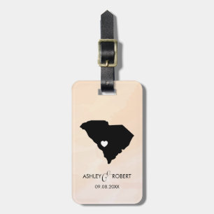 South Carolina Map Wedding Luggage Tag, Gift Tag