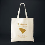 South Carolina Map Wedding Welcome Bag, Gold Tote Bag<br><div class="desc">Wedding weekend welcome gift bag for out of town guests to your wedding,  featuring image of South Carolina,  with heart you may place at the precise location. Fill tote with your favorite goodies.</div>