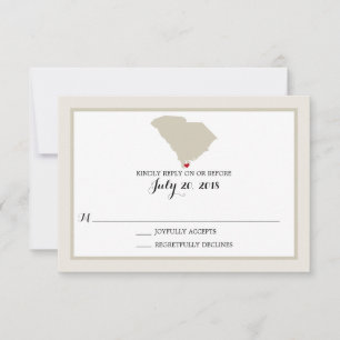 South Carolina Map with heart   Wedding RSVP