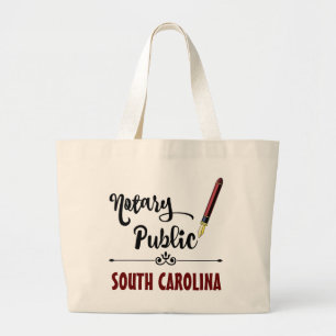 South Carolina Notary Public Ink Pen Large Tote Bag