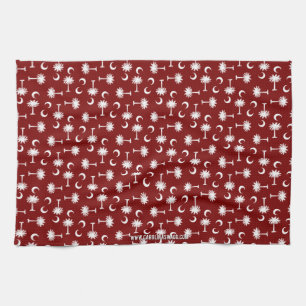 South Carolina Palmetto Moon Flag Garnet Tea Towel