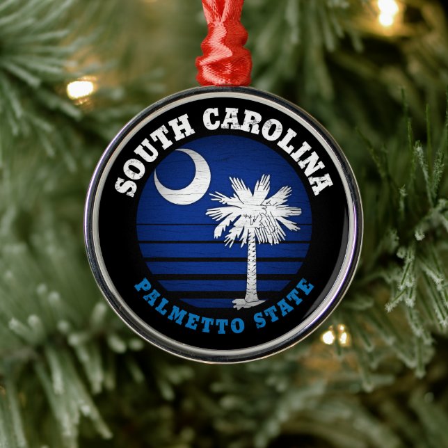SOUTH CAROLINA PALMETTO STATE FLAG METAL TREE DECORATION (Tree)