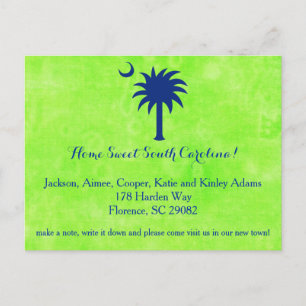 South Carolina Palmetto Tree and Moon New Address Announcement Postcard