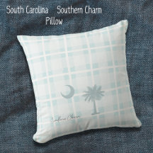 South Carolina Pillow Custom with Moon and Palm