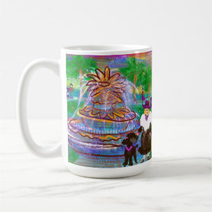 South Carolina Pineapple Fountain with Poodles. Coffee Mug