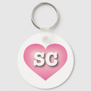 South Carolina Pink Fade Heart - Big Love Key Ring