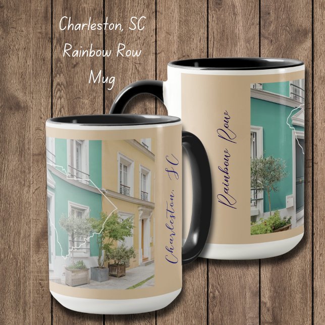 South Carolina Rainbow Row Personalised Mug (Have your morning coffee in this Colorful Rainbow Row, Charelston South Carolina mug! )