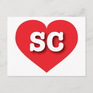 South Carolina Red Heart - I love SC Postcard
