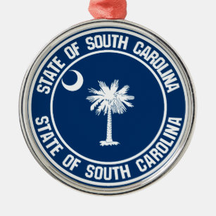 South Carolina Round Emblem Metal Tree Decoration