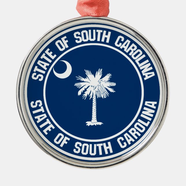 South Carolina Round Emblem Metal Tree Decoration (Front)