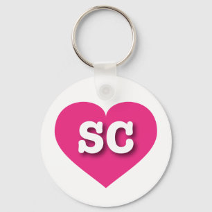 South Carolina SC hot pink heart Key Ring