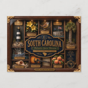 South Carolina Shadow Box 3D Figurine State Postcard
