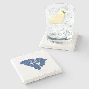 South Carolina Silhouette Map Shaped State Flag Stone Coaster