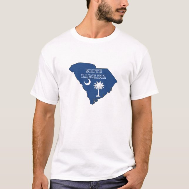 South Carolina Silhouette Map Shaped State Flag T-Shirt (Front)