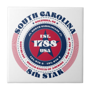 South Carolina Souvenir Red White Blue Tile