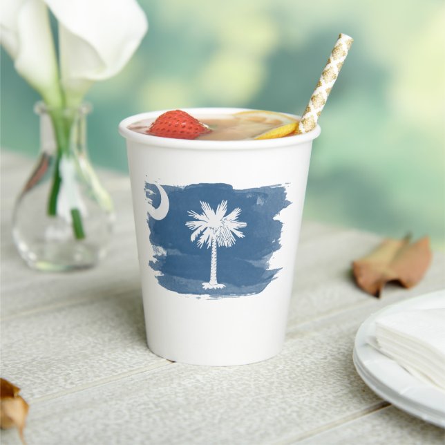 South Carolina state flag brush stroke, Paper Cups (Insitu)