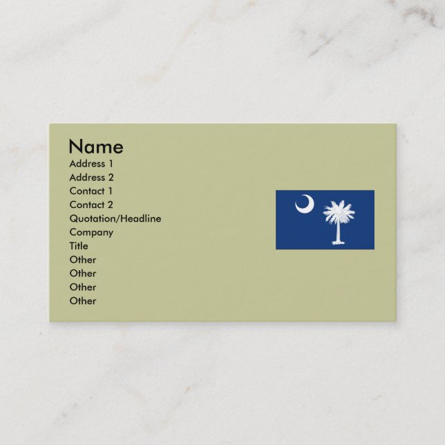 South Carolina State Flag Business Card (Front)