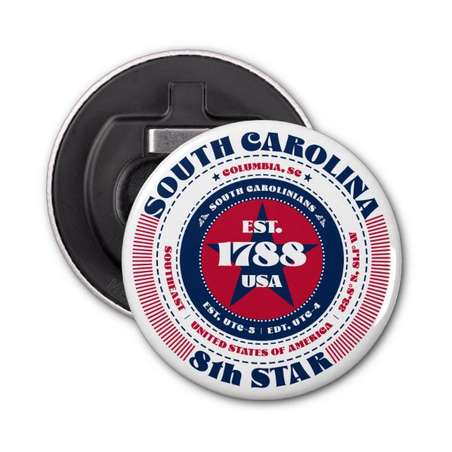 South Carolina State Information Circle Bottle Opener (Front)