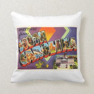 South Carolina State SC Old Vintage Postcard- Cushion