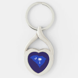 South Carolina State Shaped Flag Key Ring