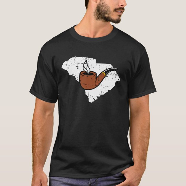 South Carolina Tobacco Pipe Smoking Hobby Briar Pi T-Shirt (Front)