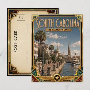 South Carolina Vintage Art Deco Golden Age Postcard