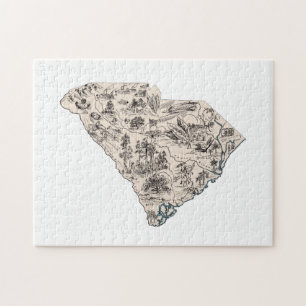 South Carolina Vintage Picture Map Jigsaw Puzzle