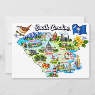 South Carolina Watercolor State Map Postcard