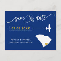 South Carolina Wedding Save the Date Map Postcard