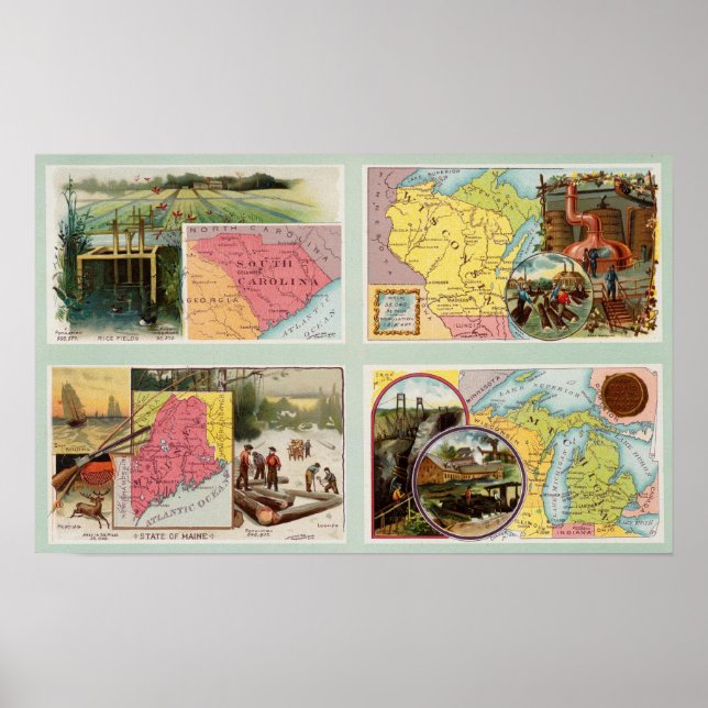 South Carolina, Wisconsin, Maine, Michigan Poster (Front)