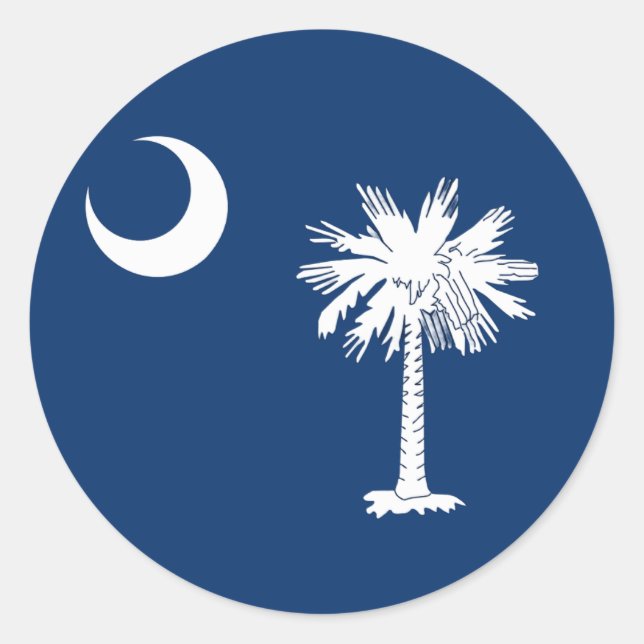 South Carolina's Moon & Palm Tree Classic Round Sticker (Front)