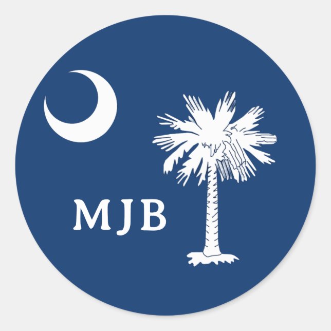 South Carolina's Moon & Palm Tree Custom Classic Round Sticker (Front)