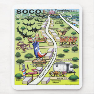 South Congress Ave ATX Cartoon Map Mouse Pad