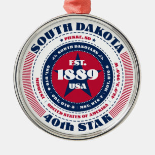 South Dakota 40th State Christmas Ornament