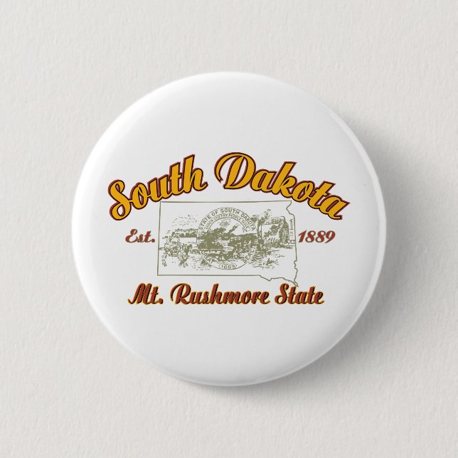 South Dakota 6 Cm Round Badge (Front)