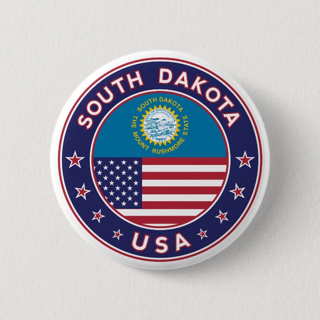 South Dakota 6 Cm Round Badge (Front)