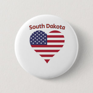South Dakota American Flag Heart 6 Cm Round Badge