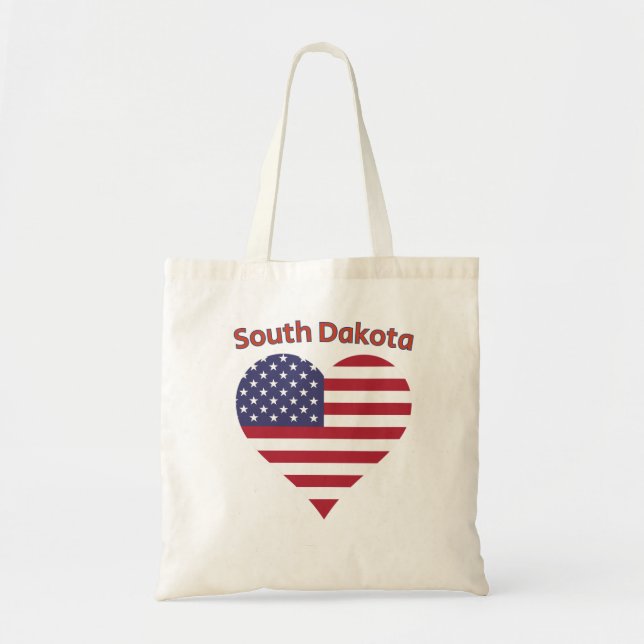South Dakota American Flag Heart Tote Bag (Front)