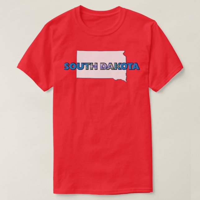 South Dakota Coloured State Letters T-Shirt (Design Front)