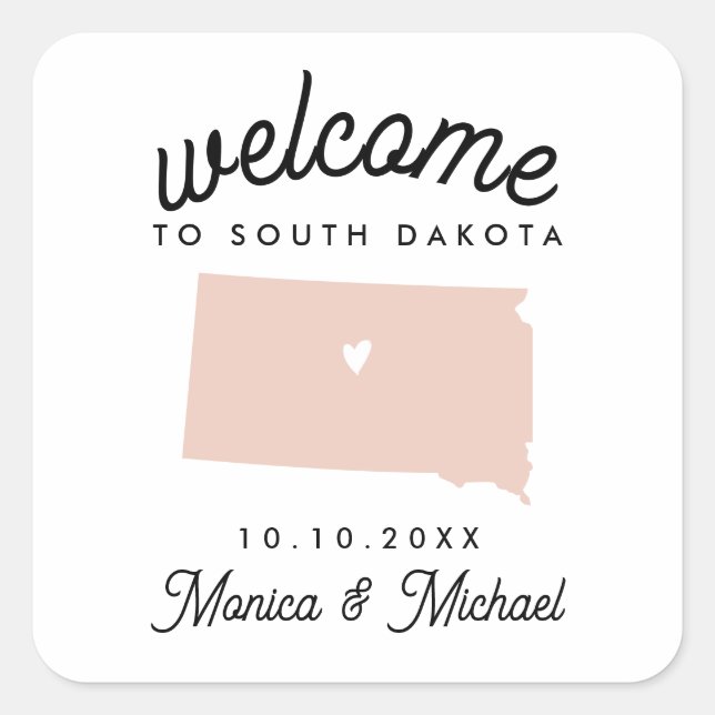 SOUTH DAKOTA Destination Wedding ANY COLOR  Square Sticker (Front)