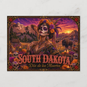South Dakota Día de los Muertos Retro Postcard