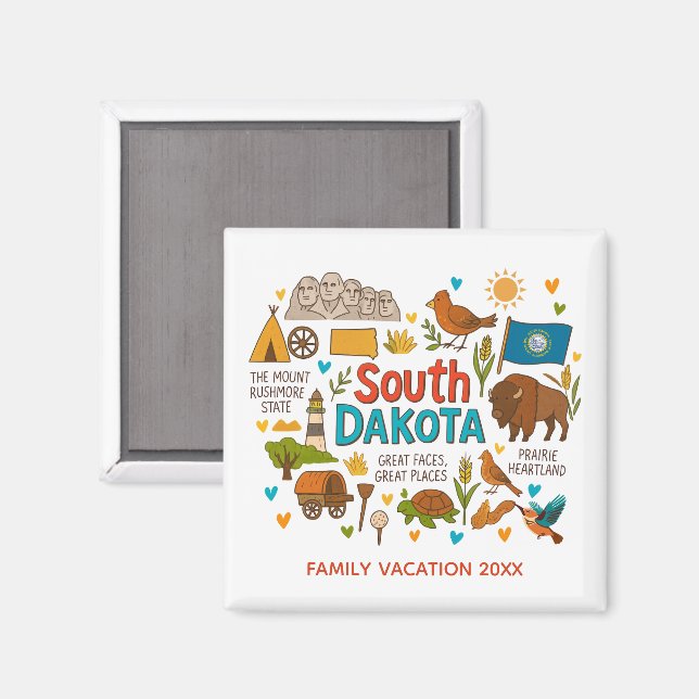 South Dakota Family Trip Keepsake Custom Magnet (Front/Back)