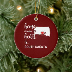 South Dakota home is where the heart is Ceramic Tree Decoration