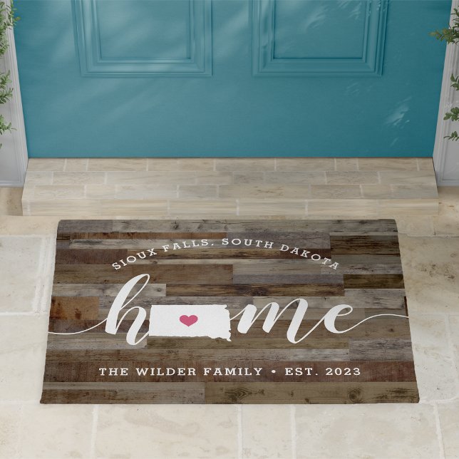 South Dakota Home State Personalised Wood Look Doormat (Creator Uploaded)