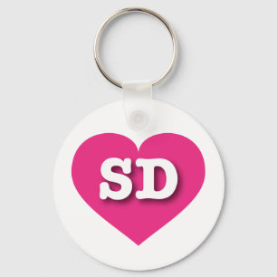 South Dakota Hot Pink Heart - I love SD Key Ring