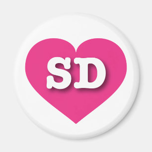 South Dakota Hot Pink Heart - I love SD Magnet